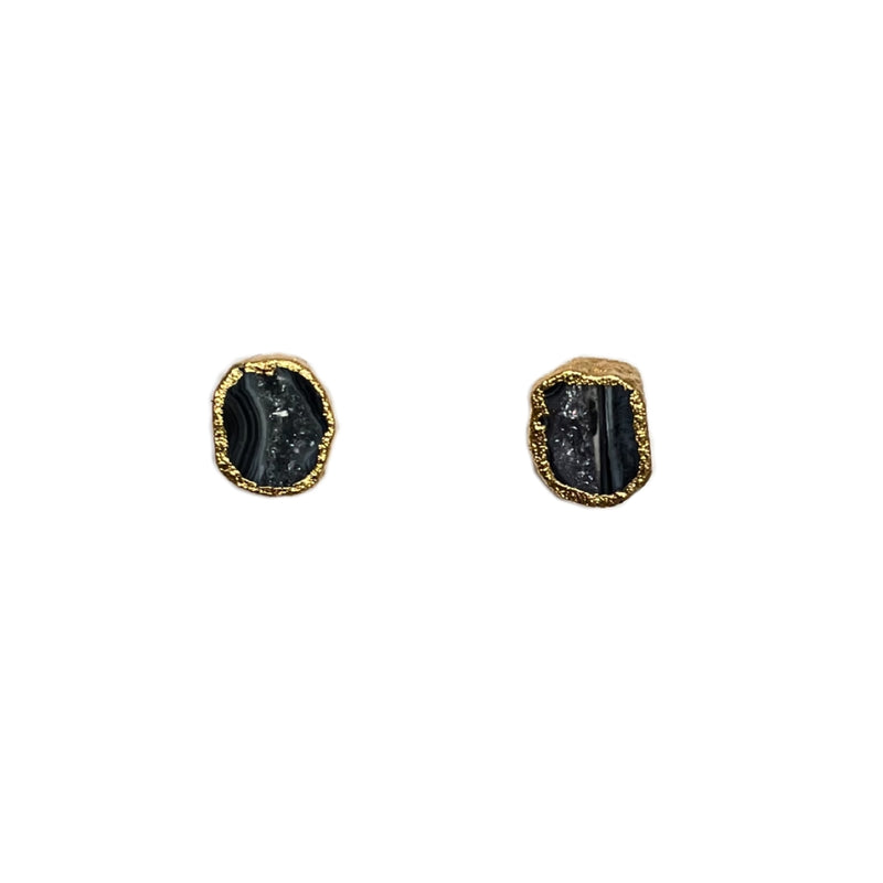 Aretes geoda de ágata gris