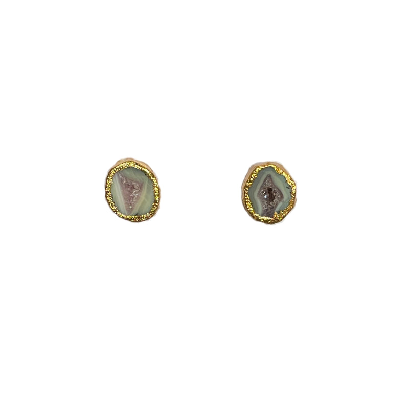 Aretes geoda de ágata clara