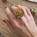 Brown Citrine Druzy Ring