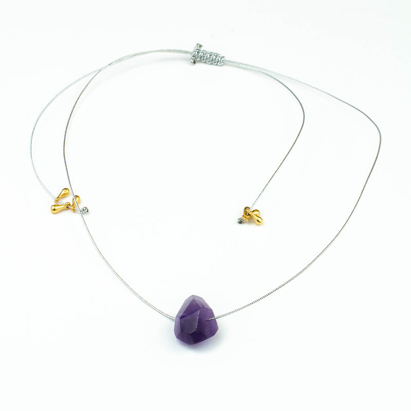 Amethyst Thread Choker Necklace