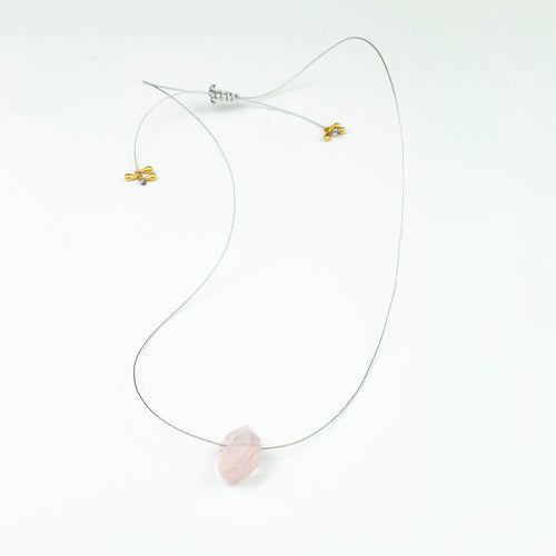 Rose Quartz Thread Choker Necklace