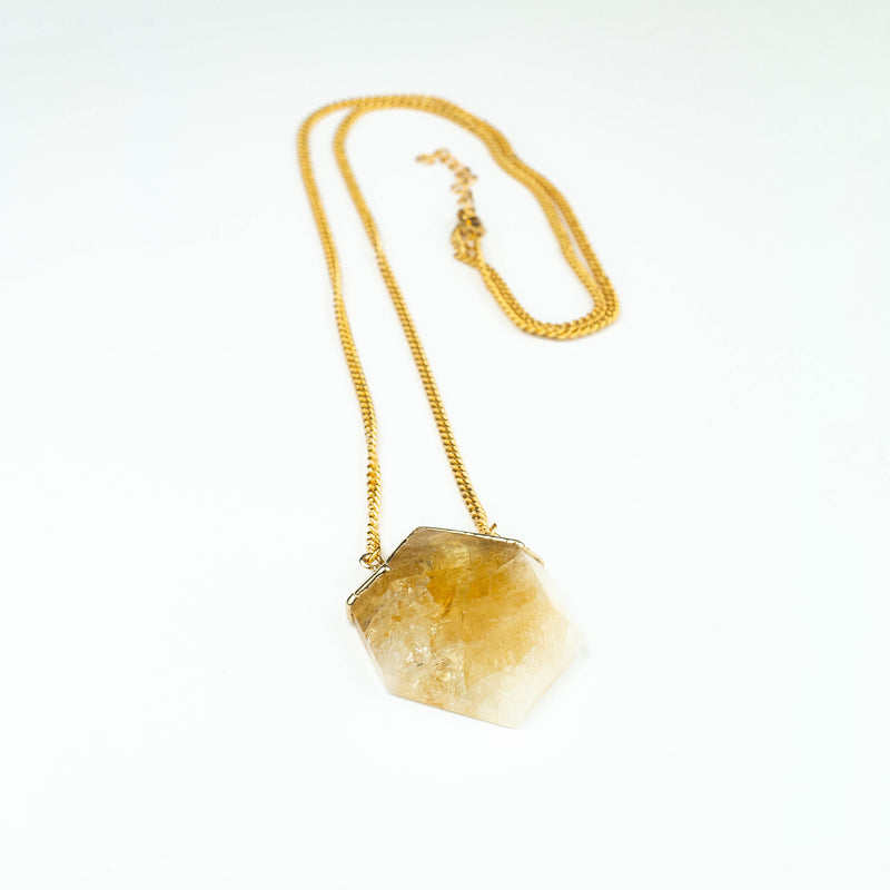 XL Citrine Hexagon Necklace 