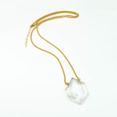 XL Hexagon Necklace Crystal Quartz 