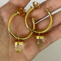 XL Crystal Quartz Tip Hoops