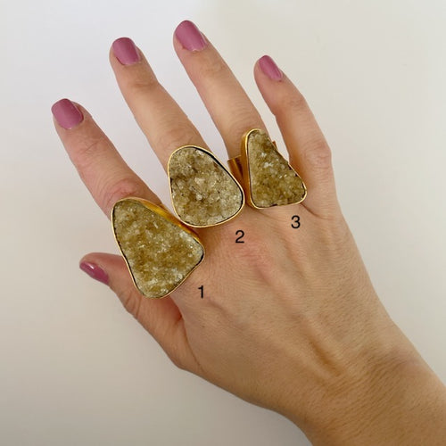 Unique Citrine Druzy Rings